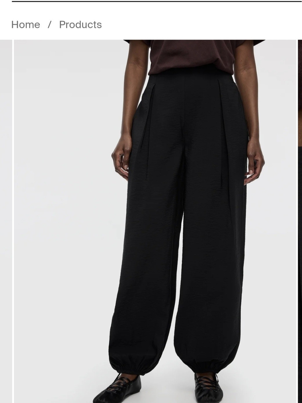Reitmans Black Wide-Leg Balloon Hem Trousers